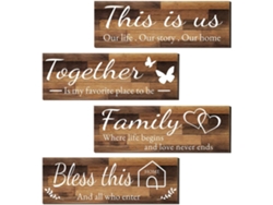 Juego De 4 Letreros De Pared De Madera Con Citas Inspiradoras, Estilo Rústico, Decoraciones Colgantes Para