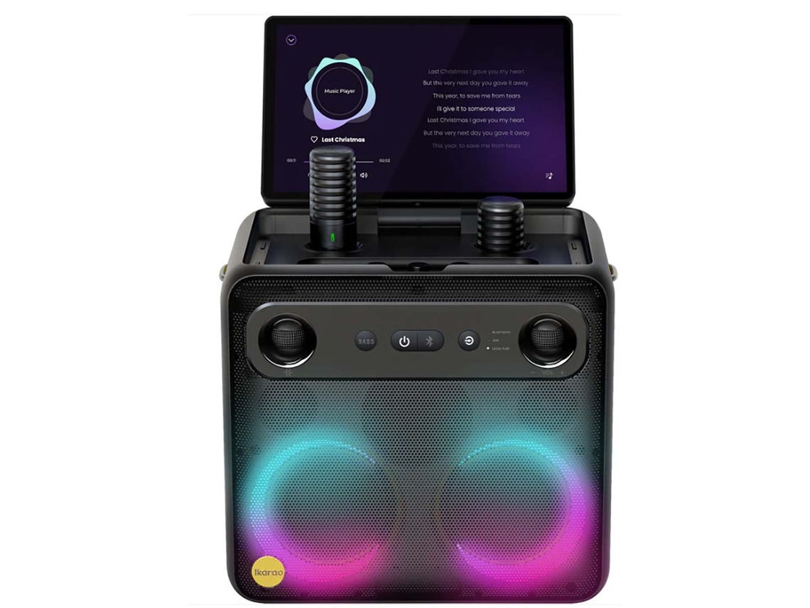 Karaoke Portátil IKARAO-X2 con Pantalla Táctil (2 micrófonos inalámbricos - Bluetooth -  Wi-Fi - HDMI)