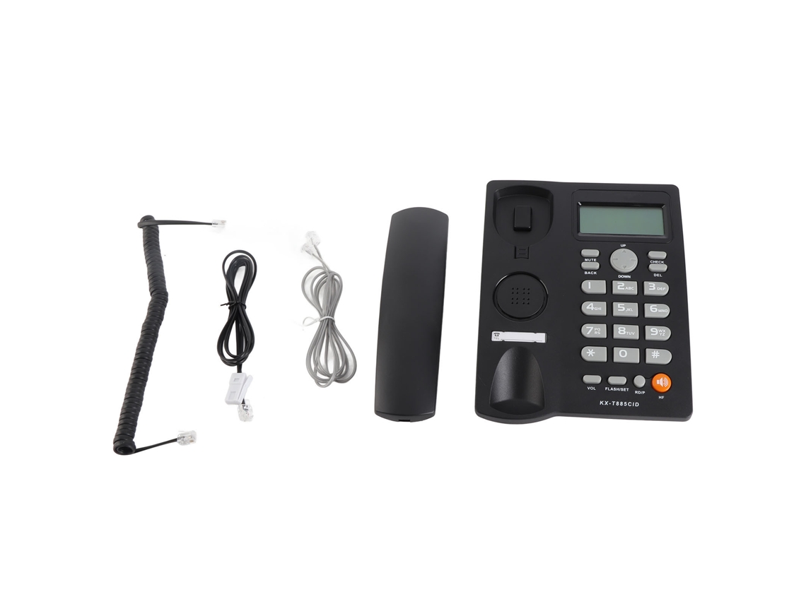 Teléfono Fijo Negro Con Cable, Identificador De Llamadas, Marcación Rápida Y Función De Silencio Para Hoteles.