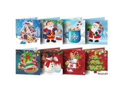 Tarjeta De Felicitación Desplegable 3d Con Pintura De Diamantes 5d, Kit De Bricolaje Navideño De 8 Piezas