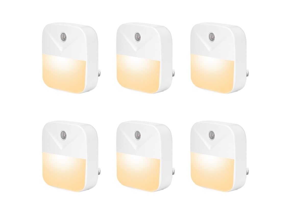 Paquete de 6 luces nocturnas LED blancas cálidas con sensor inteligente de anochecer a amanecer, Facpoet