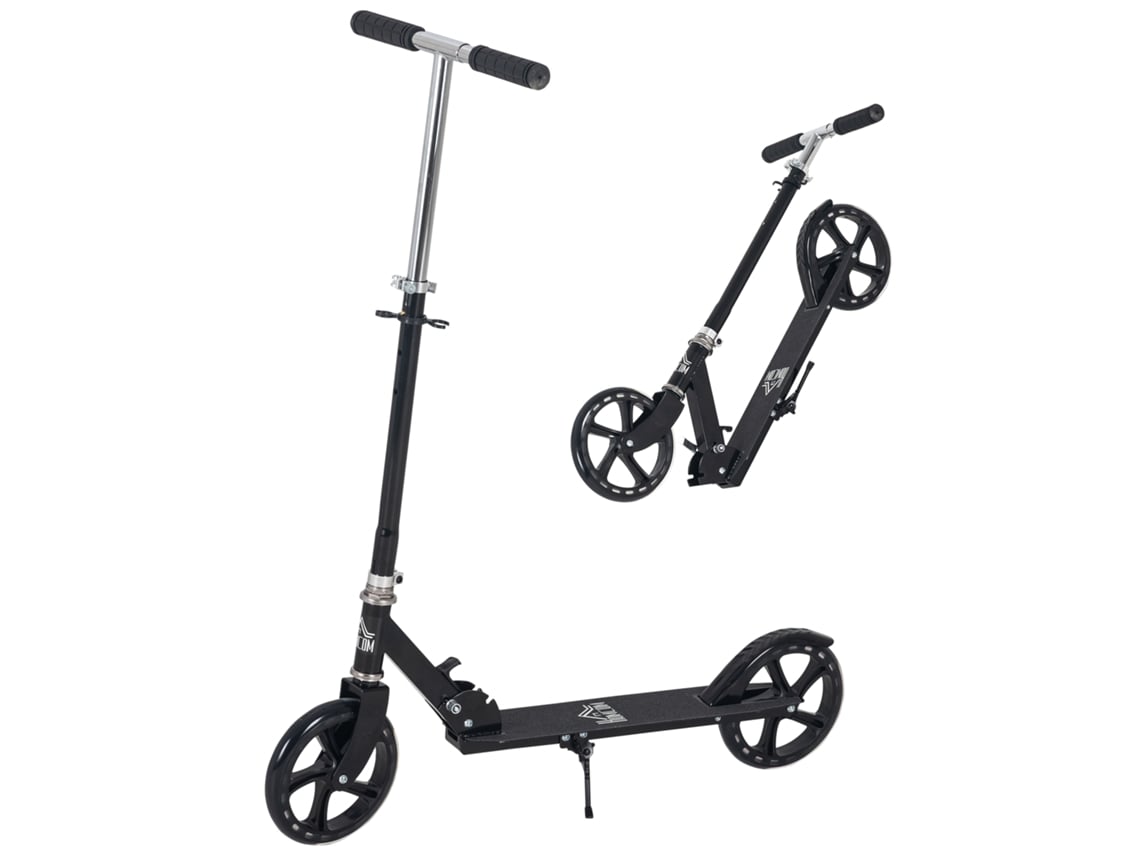 Patinete Plegable Infantil, Edades 7-14, Manillar Ajustable, Freno, Negro, 88x37x75-100