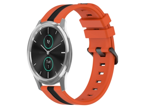 Correa de reloj inteligente para Garmin Garminmove Luxe Correa de reloj de silicona vertical bicolor de 20 mm (naranja + negro)