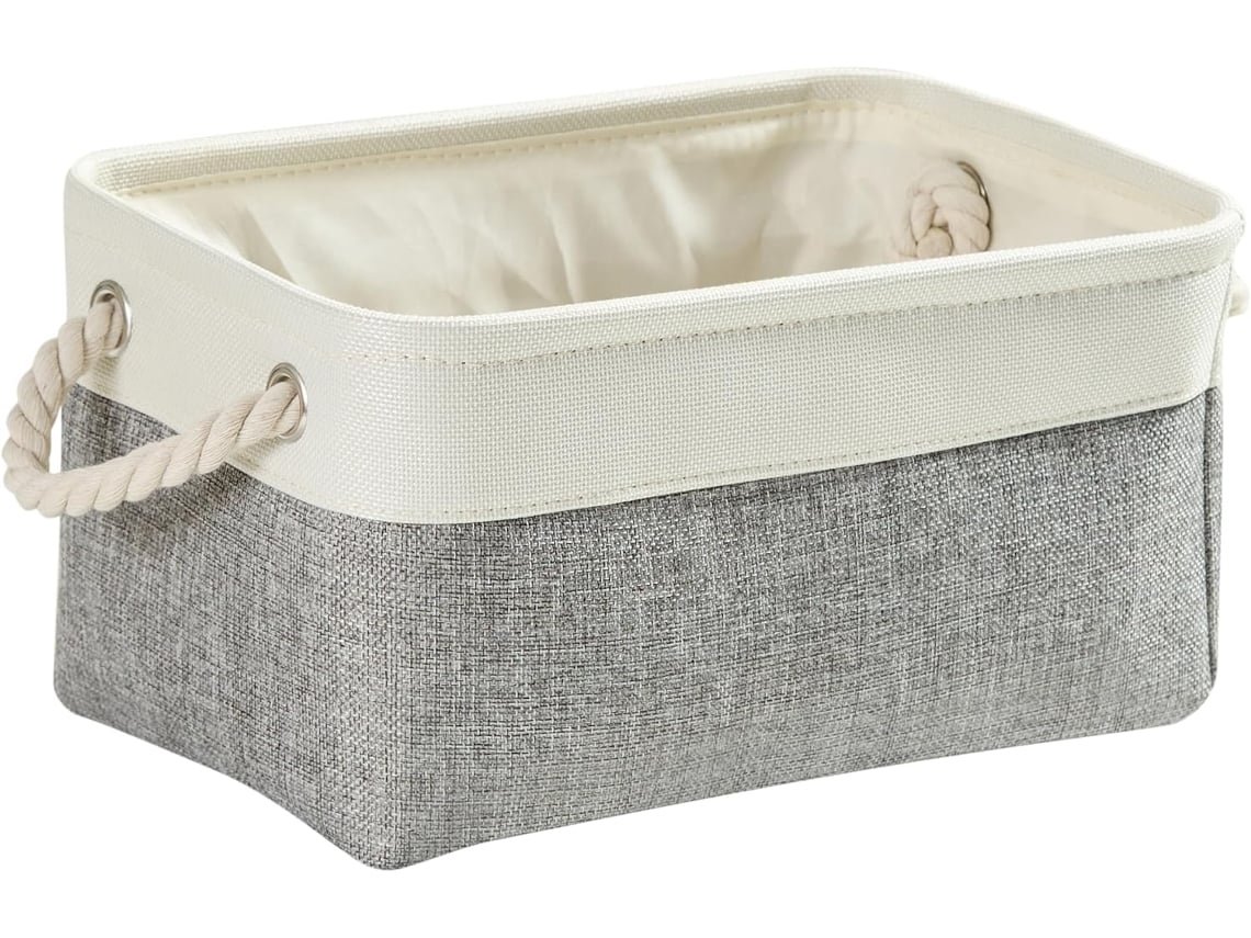 Cesta De Tecido Dobrável - Armário Pequeno - Cesta De Brinquedos Com Corda - Armário (cinza/branco)