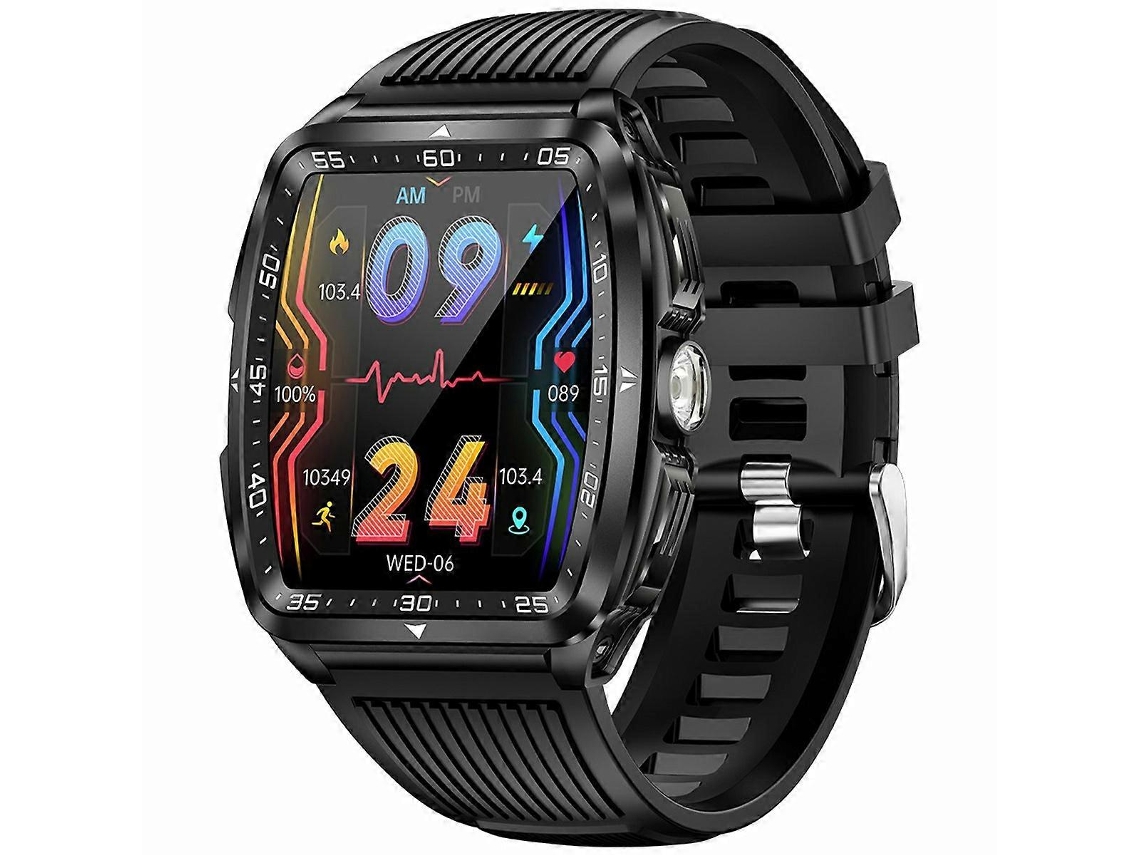 Reloj inteligente Kt83 de 1,8 pulgadas para actividades al aire libre con linterna, monitor de salud, compatible con llamadas Bluetooth y Ly Ebike.