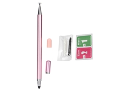 Lápices táctiles capacitivos 2 en 1 con puntas de repuesto y bolsa de limpieza, color rosa claro y dorado