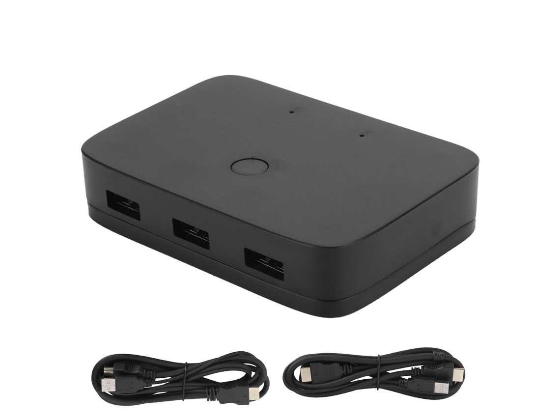 Caja De Conmutador Kvm Hdmi De 2 Puertos Para Compartir Ratón, Teclado E Impresora Usb 201h