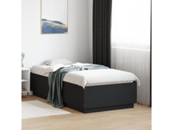 Estructura Cama Con Luces Led Madera Ingeniería Negro 75x190 Cm