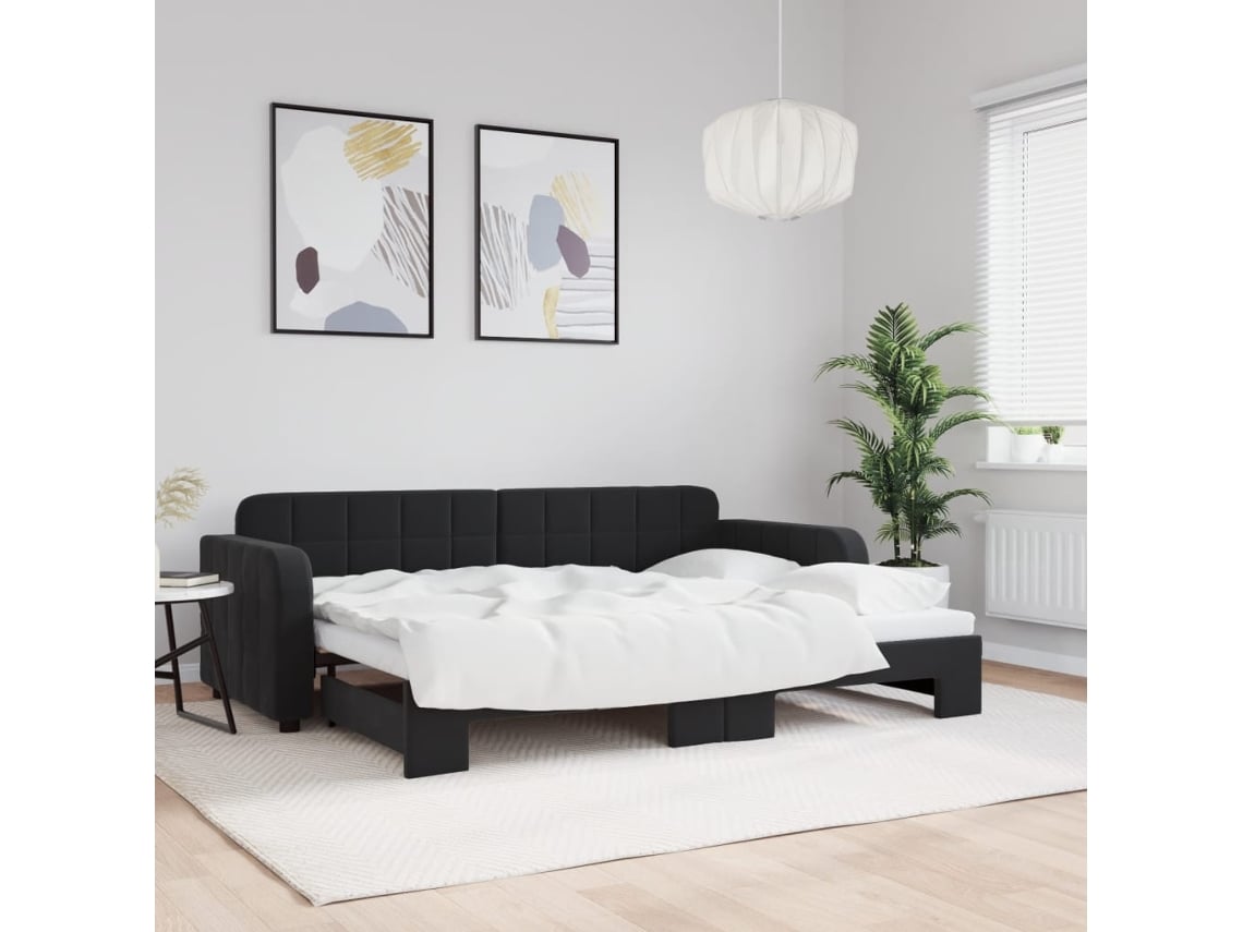 Sofá Cama Nido Terciopelo Negro 80x200 Cm