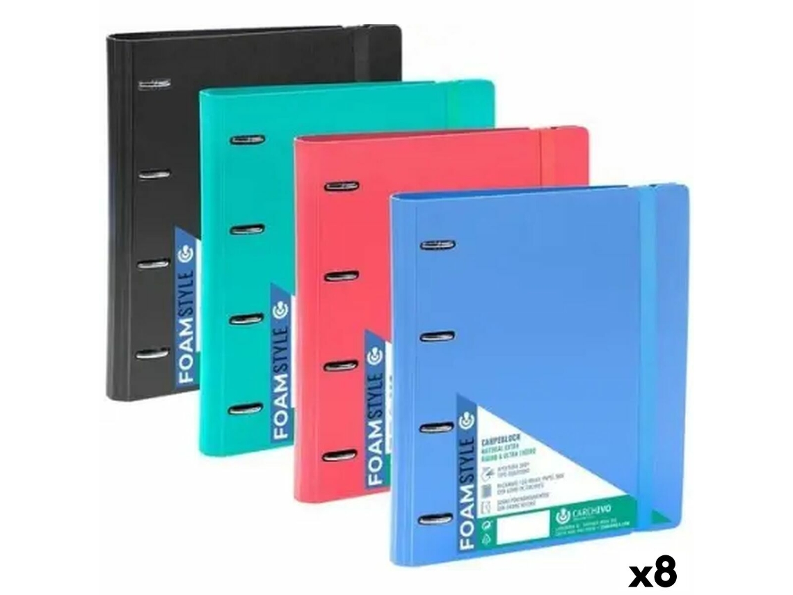 Carpeta de anillas Carchivo Goma Multicolor A4 (8 Unidades)