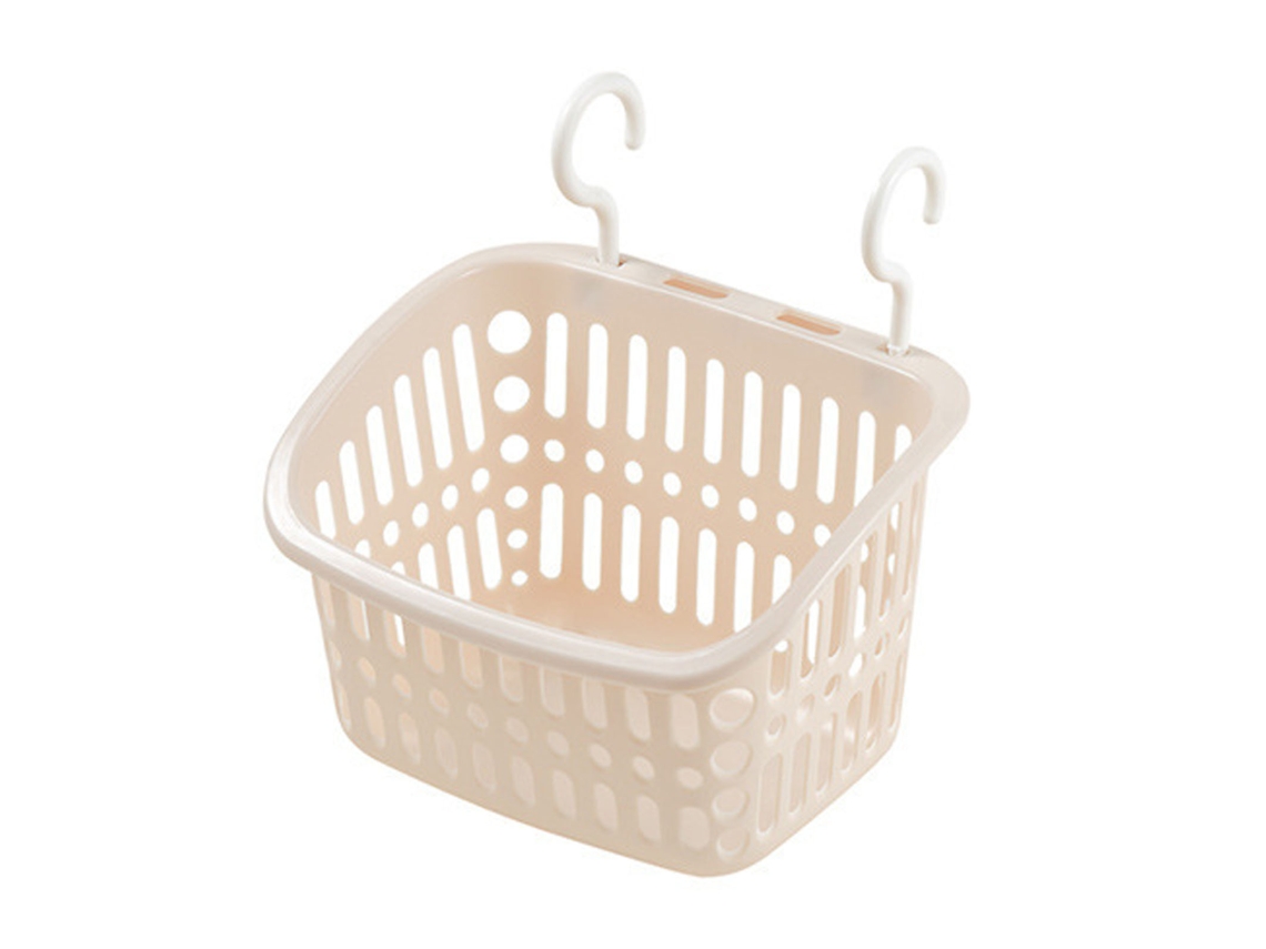 Cesta Colgante Para Baño De Plástico Resistente Con Orificios De Drenaje - Almacenamiento Que Ahorra Espacio - Albaricoque