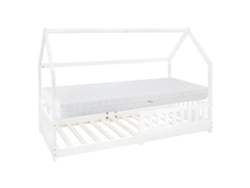 Cama infantil casa ML-Design 90x200 cm pino blanco con colchón de espuma y proteccio