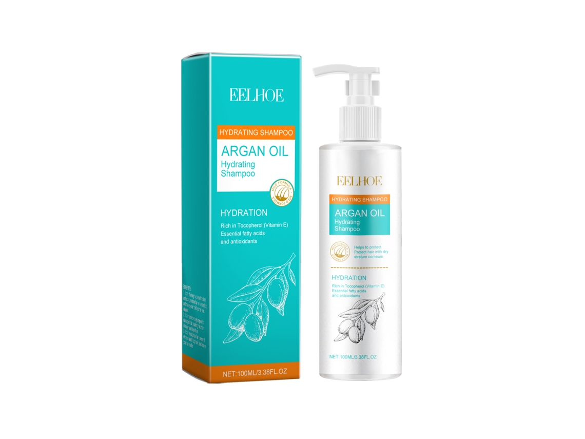 El champú de aceite de argán Eelhoe hidrata y repara el cabello.