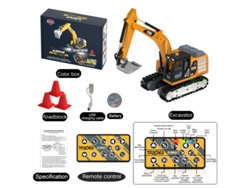 Miniexcavadora MDUG 1:64 con carrocería metálica, efectos de sonido y luz, altura ajustable (1:64)
