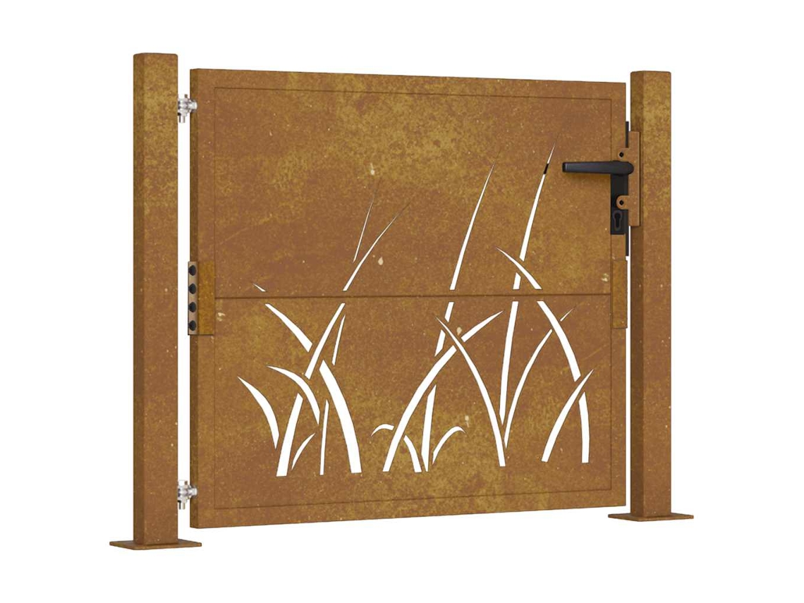 Maison Exclusive - Puerta De Jardín 100x75 Cm De Acero Corten Con Diseño De Hierba