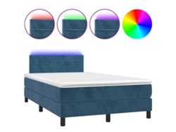 Maison Exclusive - Cama Box Spring Colchón Y Led Terciopelo Azul Oscuro 120x190 Cm