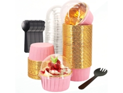 Capacillos y envoltorios para cupcakes con tapa, 50 unidades, lata de 5.5 oz o capacillos grandes de aluminio para muffins, vasos desechables para horno