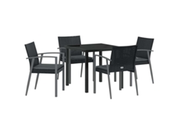 Conjunto De Comedor De Jardín 5 Uds | Mueble De Jardín Negro Y Gris