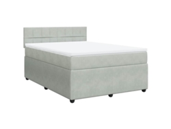 Maison Exclusive - Cama Box Spring Con Colchón Terciopelo Gris Claro 160x200 Cm