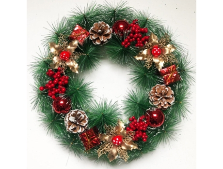 Corona de Navidad Artificial Decoración navideña Corona Adorno para puerta mesa 40cm-1