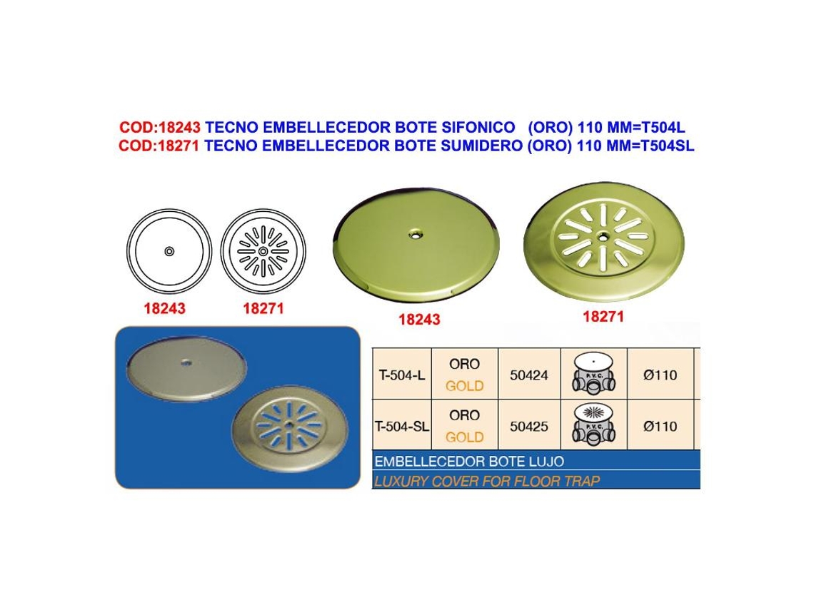 Tecno embellecedor bote sumidero (oro) 110 mm t504sl