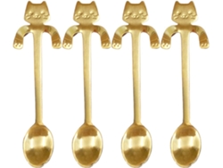 Cucharones De Té Con Cat Design, Oro, 4 Pcs