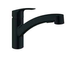 Grifo monomando para lavabo Grohe Eurosmart, 227 mm de altura, giratorio, doble ducha extraíble, 303052431, negro mate