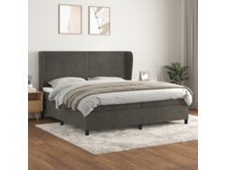 Cama Box Spring Con Colchón Terciopelo Gris Oscuro 200x200 Cm