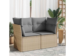 Sofá de jardín de 2 plazas con cojines de mimbre beige, Dkd Home Decor