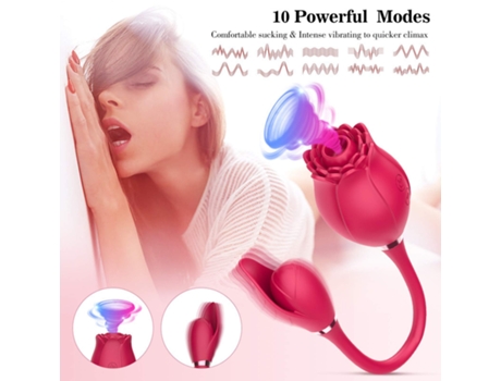 Vibrador de masaje de succión de rosas multifrecuencia de doble cabeza para mujeres (rosa) YIZHOOD
