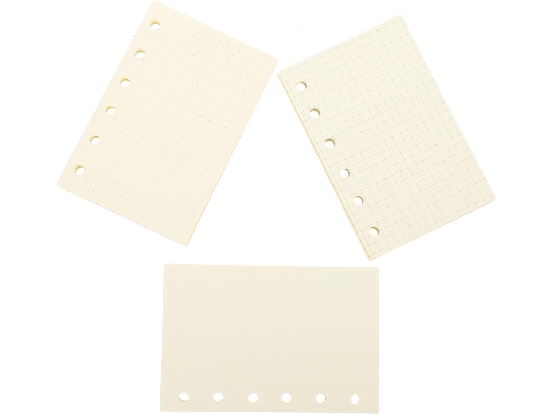 Cuaderno De Espiral Beige De 6 Agujeros Con Papel Liso, Recambios, 3 Cuadernos Para Organizar