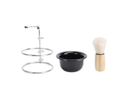 Kit De Afeitado Con Brocha De Pelo Sintético, Cuenco Y Soporte De Acero Inoxidable Para Hombres
