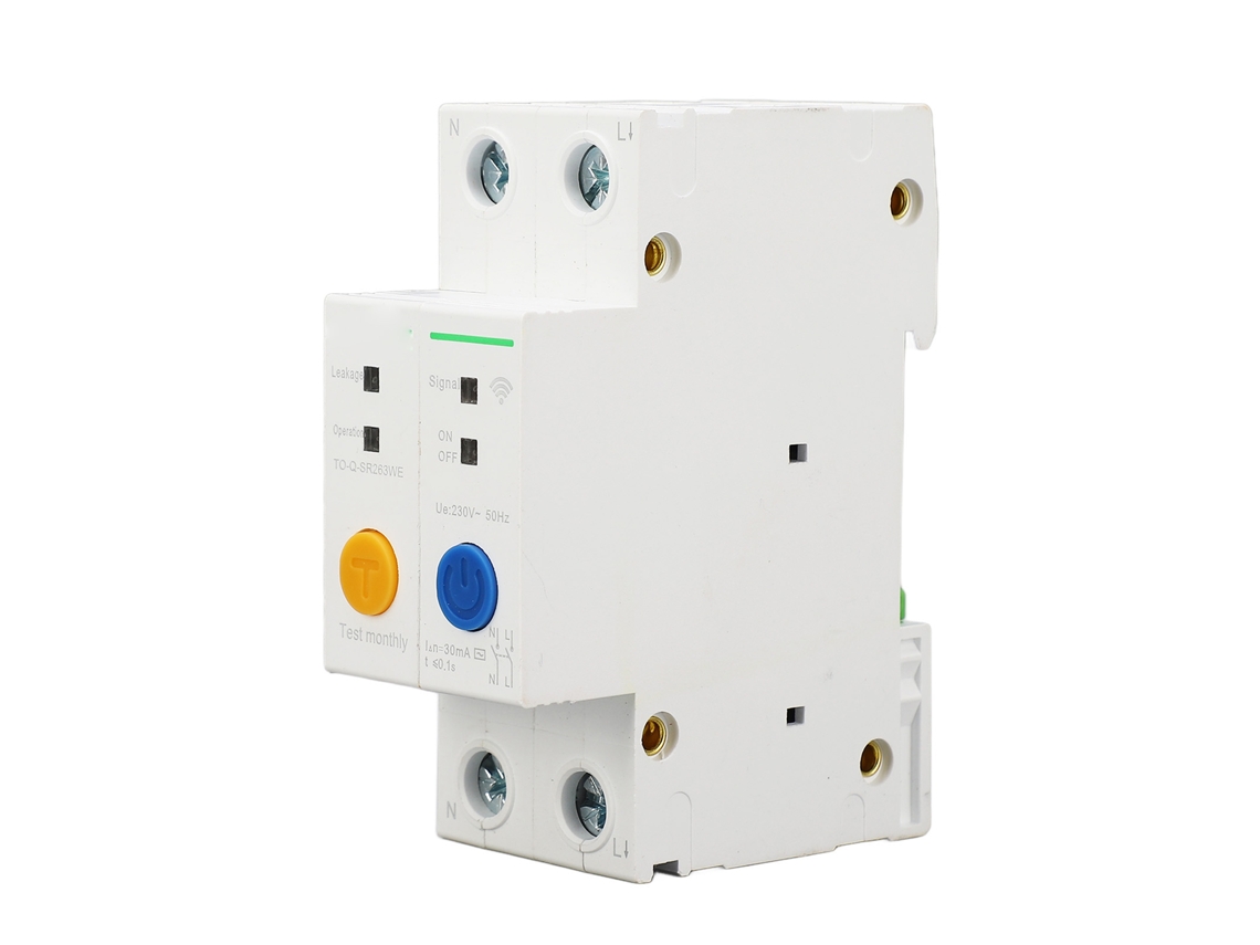 Disyuntor inteligente WiFi de 2 pines CA 230 V con control remoto programable, monitoreo en tiempo real, montaje en riel DIN, 40 A