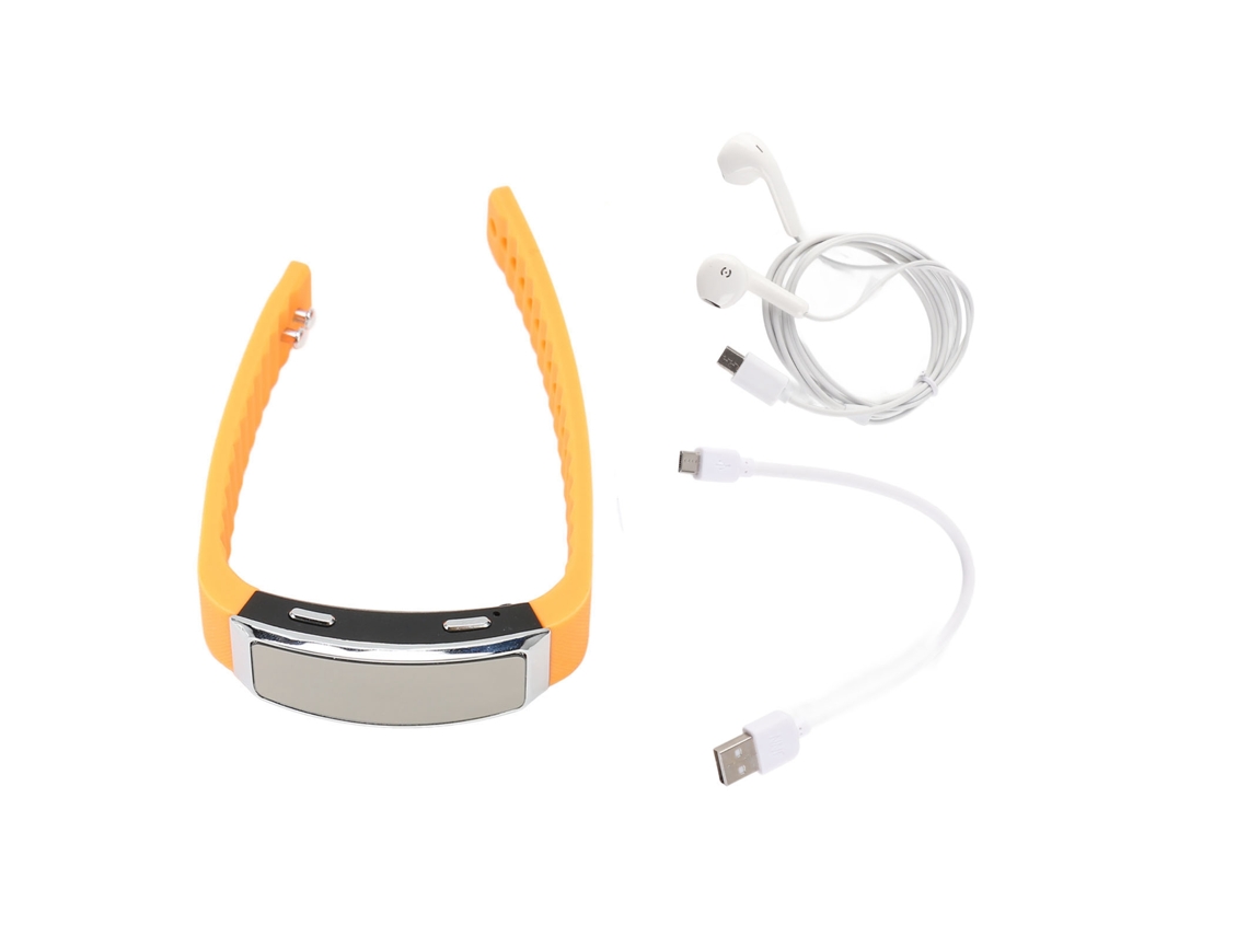 Gravador De Voz Com Redução De Ruído Ativação Por Voz Pulseira Recarregável Reprodutor De Música 8gb Laranja