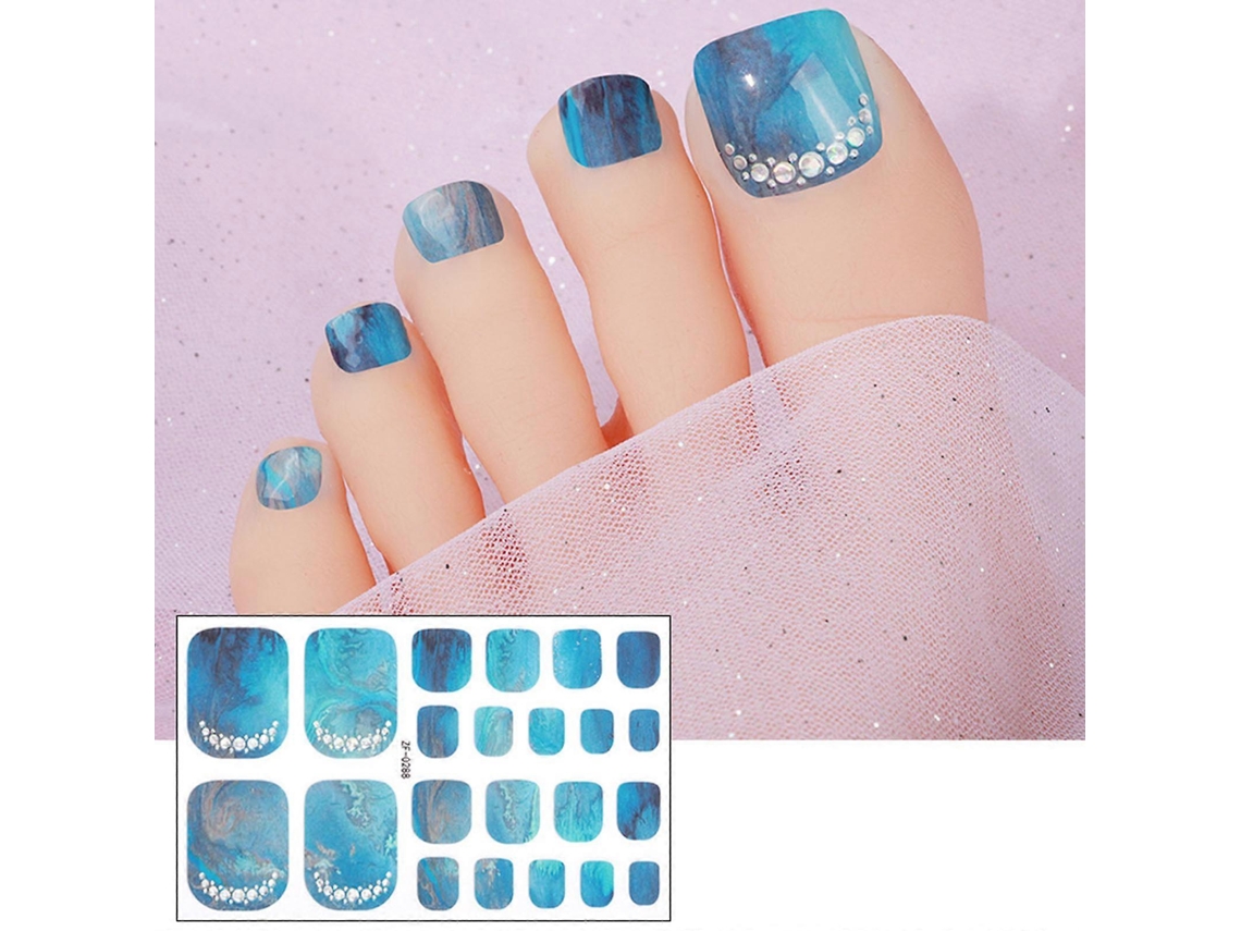 Pegatinas para uñas de los pies impermeables con diamantes de imitación 3D, pegatinas para uñas de los pies, tiras de esmalte de uñas, pegatinas para uñas de los pies Hengrongshen