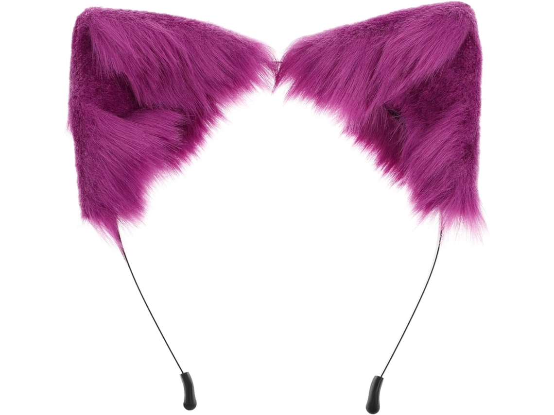 Diadema Para Niñas Con Orejas De Gato De Peluche, Color Morado, Accesorio Creativo Para Cosplay.