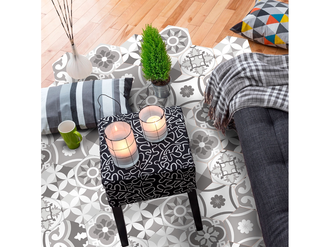 Pegatinas Antideslizantes para Suelos AMBIANCE STICKER Carrelages Hexagones Sol Adamo (40X90 cm)