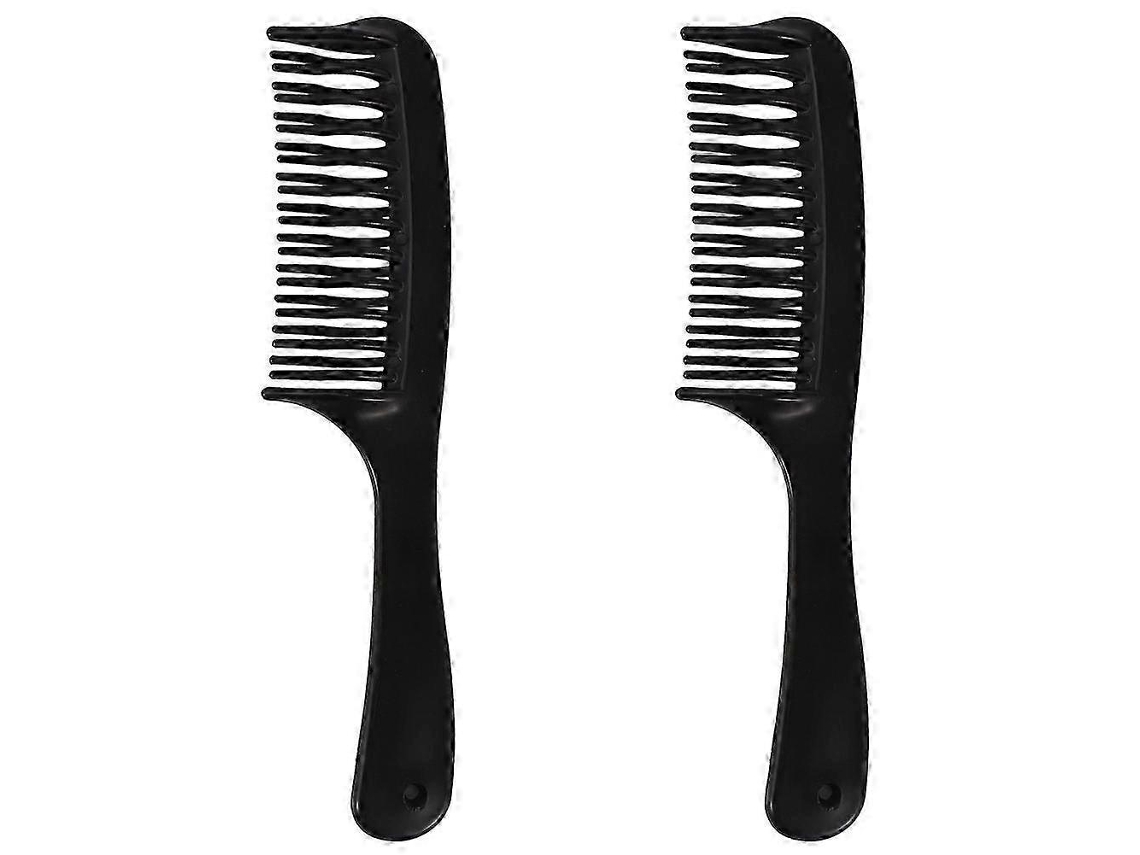 Peine desenredante para cabello negro con dientes de doble fila, mango para cabello largo, rizado y mojado.
