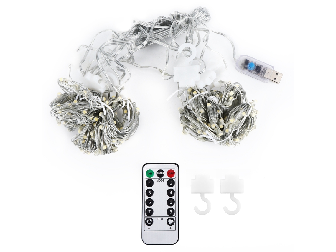 Rebe-luz De Cortina De 3x3 M 300led Con Control Remoto Usb Para Decoración De Navidad, Bodas Y Fiestas