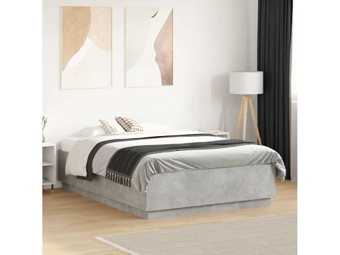 Estructura De Cama Madera De Ingeniería Gris Hormigón 140x190cm