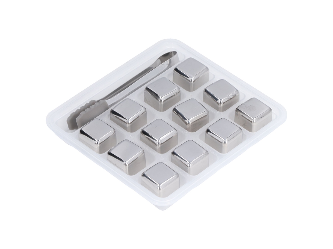 Juego De 12 Cubitos De Hielo De Acero Inoxidable Para Whisky Con Pinzas Y Caja Para Enfriar Bebidas En Un Bar.