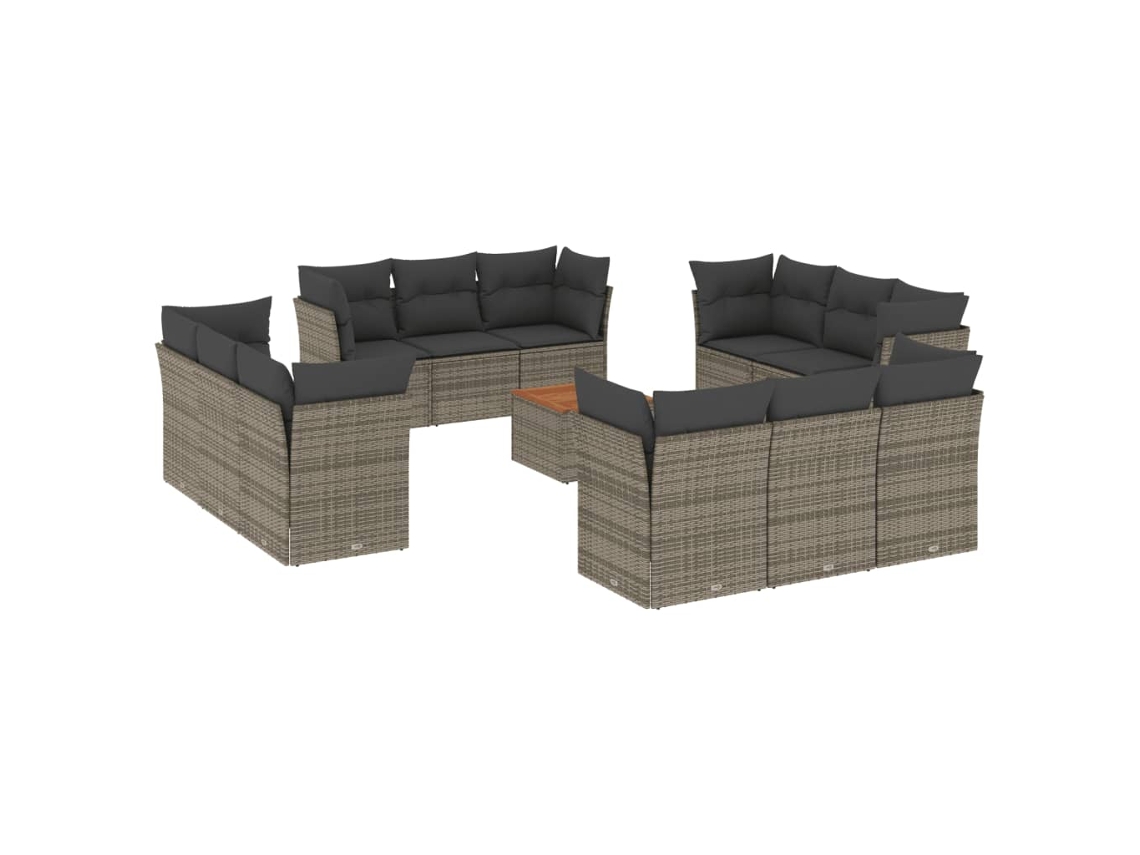 Maison Exclusive - Set Sofás De Jardín Con Cojines 13 Piezas Ratán Sintético Gris