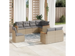 Conjunto de sofá de jardín de 8 piezas con cojines, mimbre beige mixto, DKD Home Decor
