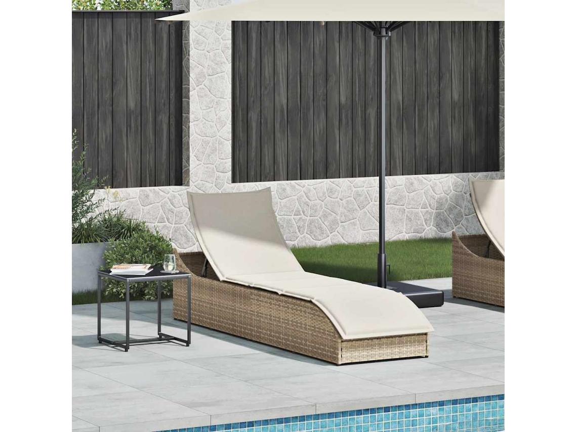 Maison Exclusive - Tumbona Plegable Con Cojín Y Espacio Beige Ratán Sintético