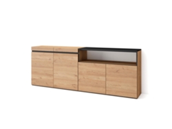 Aparadores para salón 200x75x35cm 4 Puertas Armario zapatero Roble y negro
