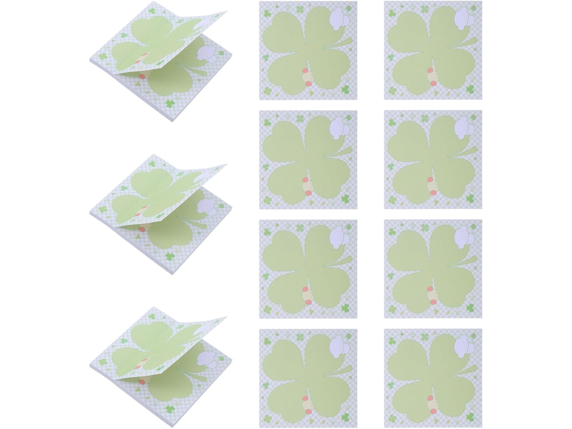Paquete De 30 Blocs De Notas Adhesivos Kawaii Clover De 3x3 Cm