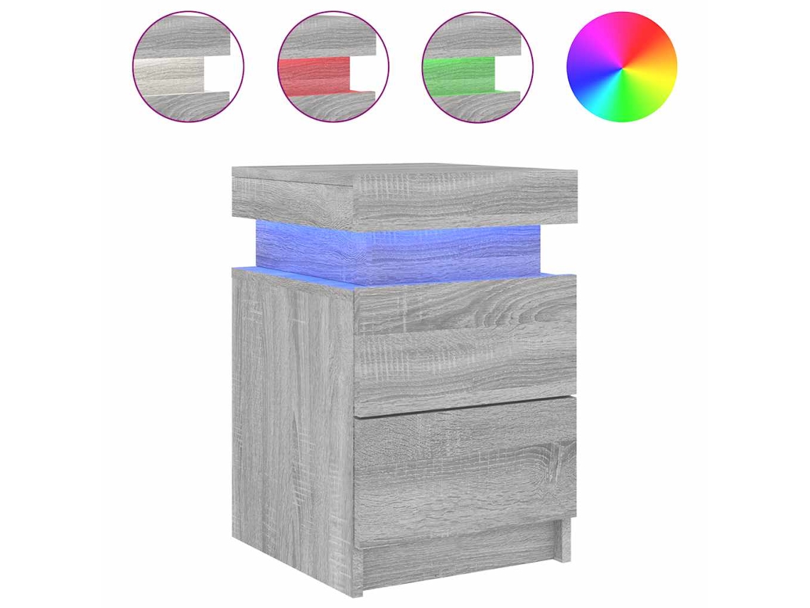 Maison Exclusive - Mesita De Noche Con Luces Led Gris Sonoma 35x39x55 Cm