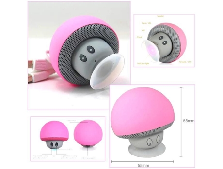 Mini Altavoz Bluetooth HIGH-TECH & BIEN-ETRE sin Cables Cogumelo Cogumelo Ventosa Rosa