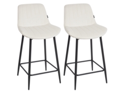 Conjunto de 2 cadeiras de bar BELIANI Dubrovnik de Veludo Creme 49x52x94