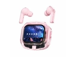 Auriculares Bluetooth Rosas Con Pantalla Lcd Táctil, 20+ Idiomas, Llamadas Claras Sin Ruido